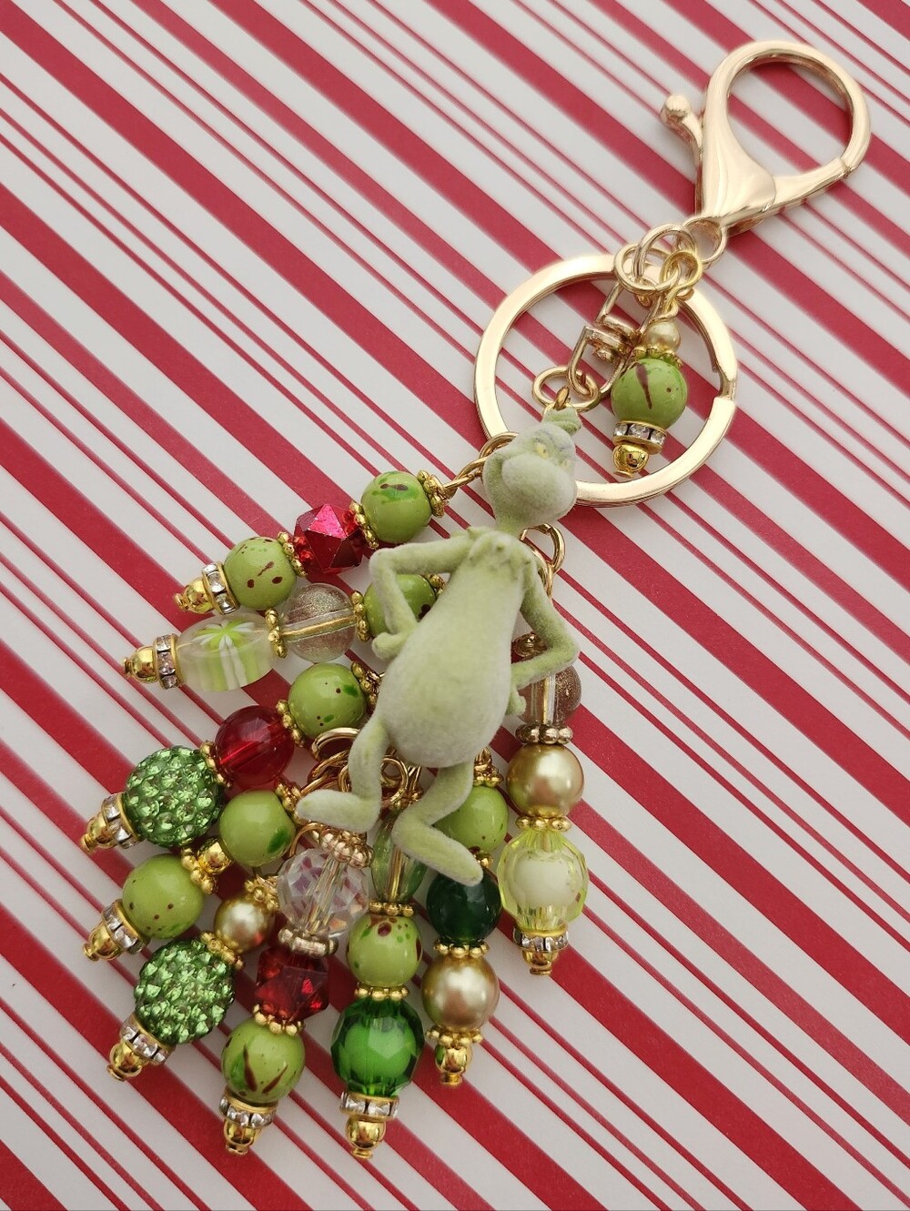 Grinch Purse Charm Handcrafted